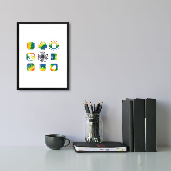 Watercolour Computer Chips Print - Image 2