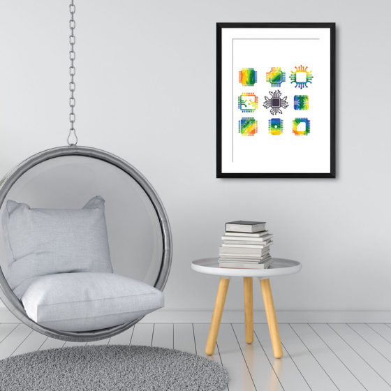 Watercolour Computer Chips Print - Image 3