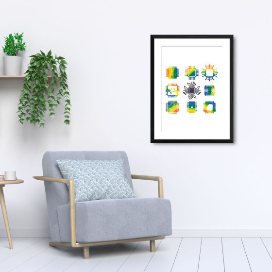 Watercolour Computer Chips Print - Image 5