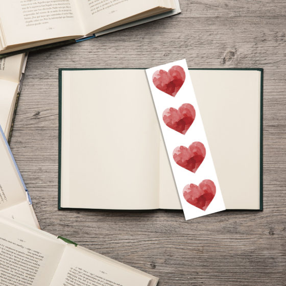 Watercolour Red Love Hearts Centre Bookmark - Image 2