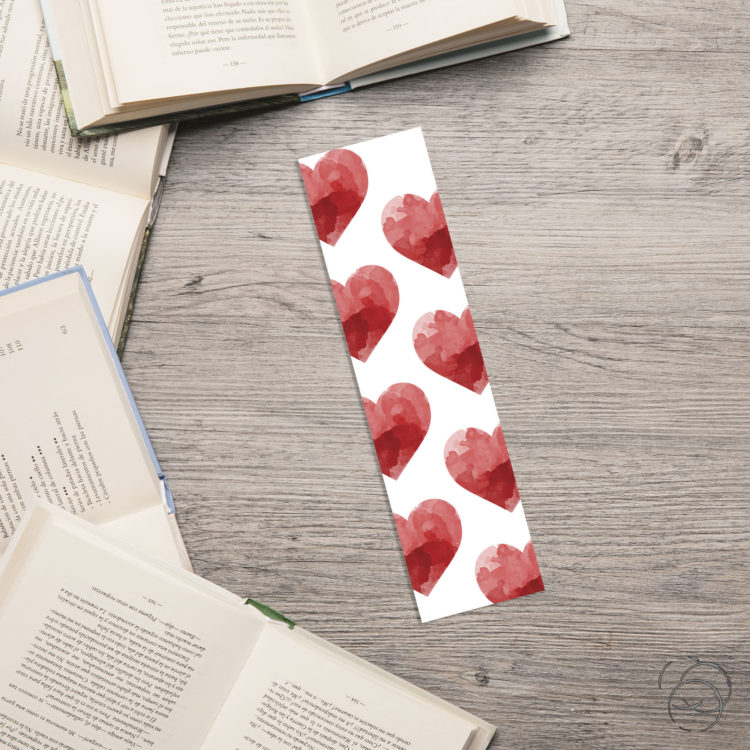 Watercolour Red Love Hearts Edged Bookmark
