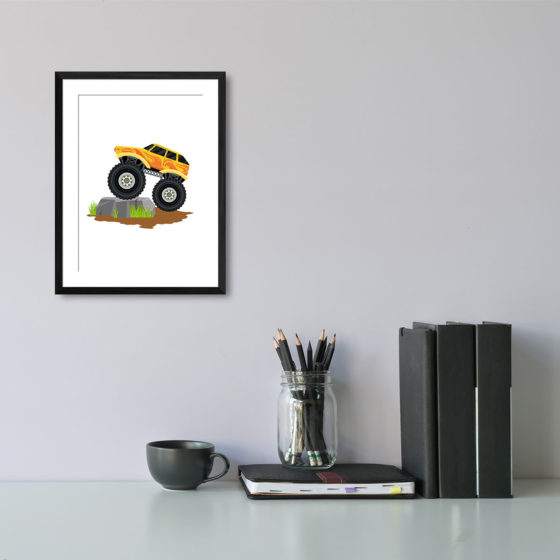 Yellow Flame Monster Truck Print - Image 2