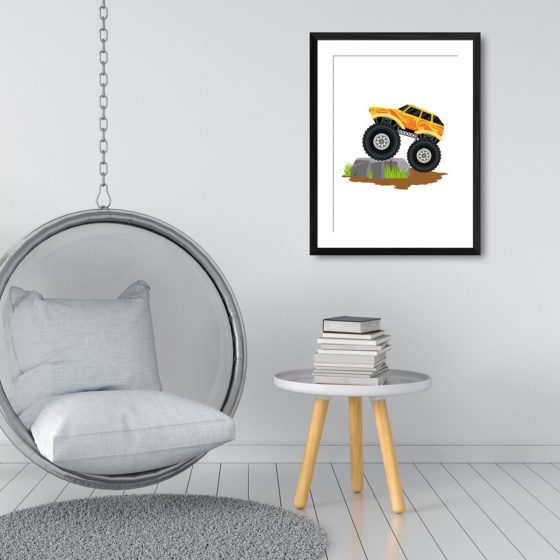 Yellow Flame Monster Truck Print - Image 3