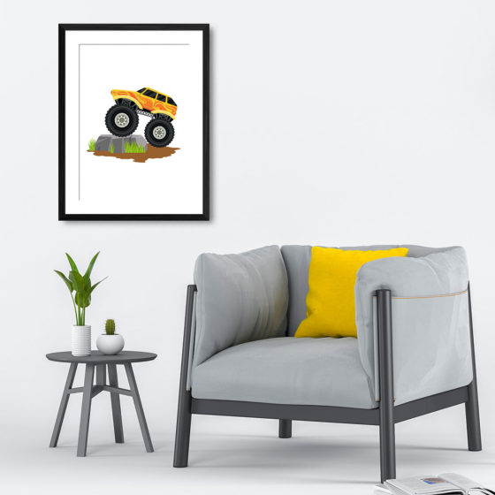 Yellow Flame Monster Truck Print - Image 4