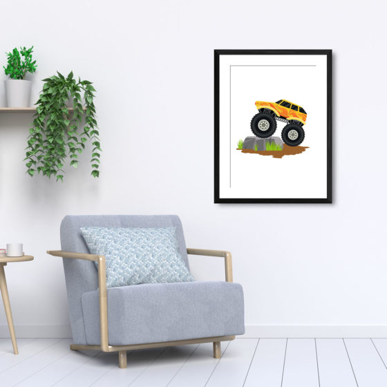 Yellow Flame Monster Truck Print - Image 5