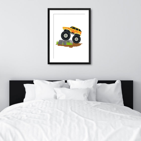Yellow Flame Monster Truck Print - Image 6