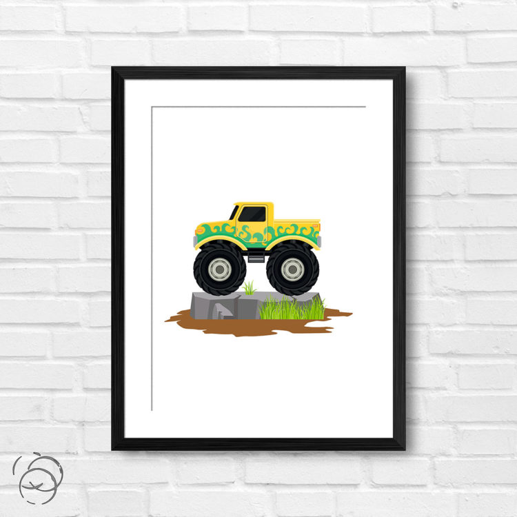 Yellow Swirl Monster Truck Print